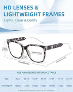 JM Oversized Reading Glasses for Women - Square Stylish Readers for Woman Men/W Blue Light Blocking Trendy Womens Reader
