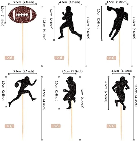 36 PCS Rugby Ball Cupcake Toppers Football Players Sport Cupcake Picks Super Rugby Sports Theme Baby Shower Birthday Party Cake Decorations Supplies