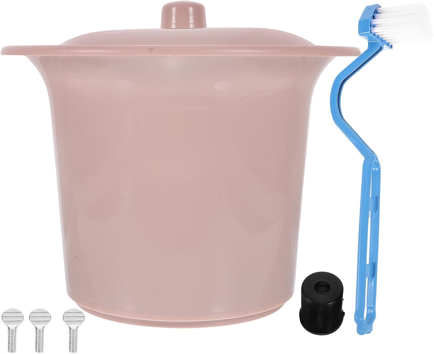 FRCOLOR Plastic Bedpan with Lid and Elderly, Home Urinal Container Portable Spittoon Bucket, Pink 1pcs for Bedridden Patients and Daily Bathroom Aid Random Color