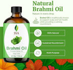 SVA Brahmi Oil - 4 Fl Oz – 100% Natural Cold Pressed Brahmi Oil - for Face, Skin Care, Hair Care, Scalp Massage & Body Massage – Carrier Oil with Dropper