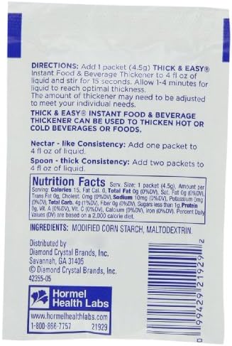 Hormel Thick & Easy Instant Food Thickener, Nectar Consistency, 0.16 Ounce (Pack of 100)