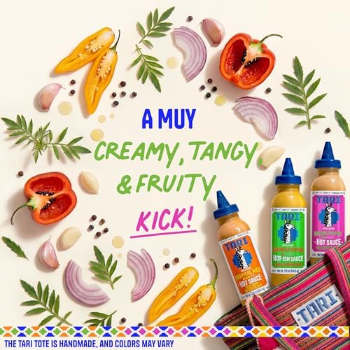 Tari Hot Sauce Llama Pack - Hot Sauce Variety Pack with Aji Rocoto, Aji Amarillo, Tropical Kick 11.8oz each - Comes with Gift Tote Bag & Llama Toy