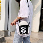 U Scinan Mini Lace-up Crossbody Purse Shoes Pattern Canvas Shoulder Bag Adjustable Casual Wallet Handbag