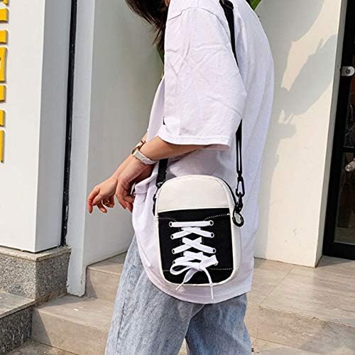 U Scinan Mini Lace-up Crossbody Purse Shoes Pattern Canvas Shoulder Bag Adjustable Casual Wallet Handbag