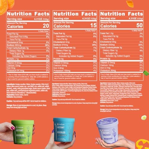 Hethstia Konjac Noodles Soup Cup Variety Flavor (Pho, Miso, Laksa), 6 Packs, Vegan, Gluten-Free, Sugar-Free, Keto, Low-Calorie, Low Carb Instant Shirataki Noodle, Healthy Pre-cooked Asian Meal