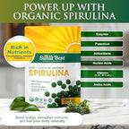Sunlit Best Spirulina Tablets - Organic Spirulina Tablets USDA Premium 1000 Count - Natural Spirulinas Organic Burst for Immune Support Antioxidants, Energy Boost w/Chlorophyll - High Protein, Non GMO