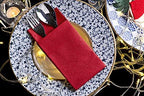 Red Dinner Napkins Cloth Like with Built-in Flatware Pocket, Linen-Feel Absorbent Disposable Paper Hand Napkins for Kitchen, Bathroom, Parties, Weddings, Dinners or Events, Pack of 50