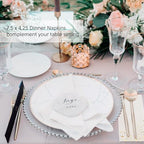 Stylish Gold Dinner Napkins, Disposable White and Gold Napkins, 100 Heart Napkins, 7.5 x 4.25 Inch Wedding Napkins for Reception, 3-Ply Gold Paper Dinner Napkins for Wedding Reception