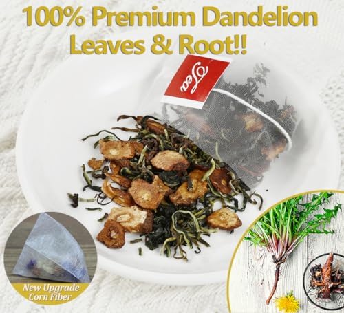 Premium Dandelion Leaf & Root Tea,100 Tea Bags/7.06Oz,for Liver & Kidney Health,Roasted Detox Herbal Tea. Support Digestion & Boost Immune System, Caffeine Free.