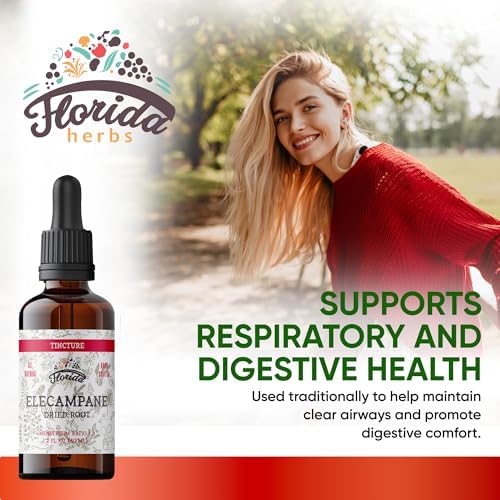 Elecampane Tincture, Organic Elecampane Extract (Inula Helenium) Dried Root Herbal Supplement, Non-GMO in Cold-Pressed Organic Vegetable Glycerin, 700 mg, 2 oz (60 ml)