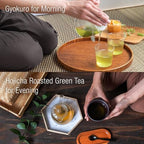 Asayu Japan Green Tea Set - Daily Essentials Duo Gift Box ( Japanese Gyokuro and Hojicha) 30 Tea Bags 100% Made in Japan, Premium Shade Grown Tea for Morning and Roasted Green Tea for Evening - Daily Essentials Duo