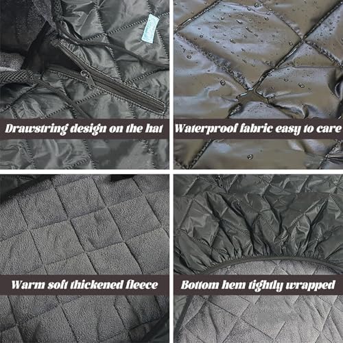 Waterproof Windproof Winter Wheelchair Full Body Warm Blanket, Lightweight Wheelchair Blanket with Zipper, Warmth Wheelchair Cloak poncho, Outdoor Fleece Lined Wheelchair Blanket for Adults with Hat(H