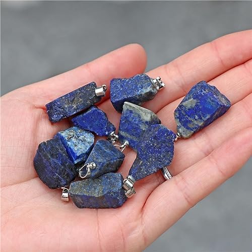 10pcs Irregular Raw Natural Lapis Lazuli Rock Stone Pendant Healing Crystal Chakra Gemstone Charm for Jewelry Making DIY Necklace Earrings Accessories Reiki