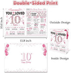 10th Birthday Decorations for Girls, Funny 10th Birthday Card, Happy 10th Birthday Crown and Sash Cake Toppers Balloons Party Supplies Kit, Pink Rose Gold 10 Year Old Gift for Girls