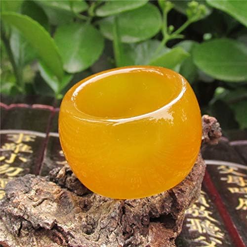 Yellow agate Natural jade finger ring Need male and female models Widening jade ring pull Correction