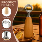 Apsire Beech Wood Bottle Opener, Stainless Steel Beverage Opener with Wooden Handle for DIY Project Engraving Wedding - Large