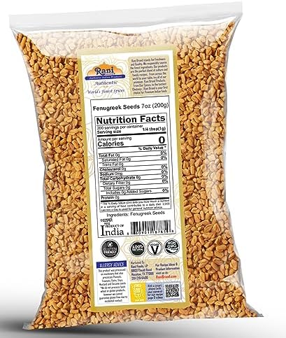Rani Fenugreek (Methi) Seeds Whole 7oz (200g) Trigonella foenum graecum ~ All Natural | Vegan | Gluten Friendly | Non-GMO | Kosher | Indian Origin, used in cooking & Ayurvedic spice