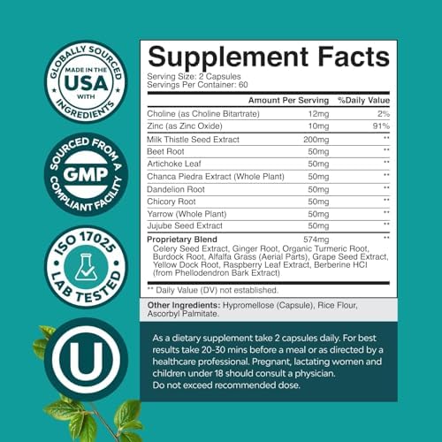 Natures Craft Liver Cleanse Detox & Repair 120 Capsules - Herbal Liver Support Milk Thistle Supplement - Silymarin Milk Thistle Supplements with Dandelion Root, Choline, Beetroot & Artichoke Extract