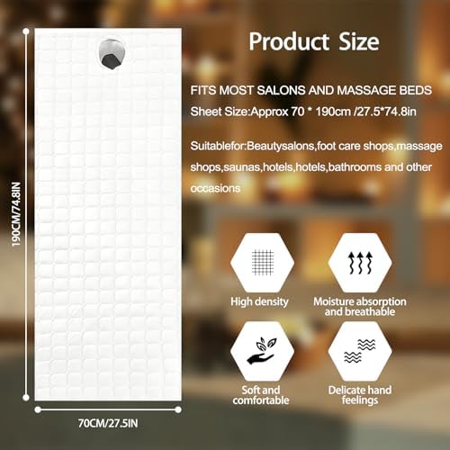 Massage Table Sheets Massage Table Topper Washable Massage Table Pad with Face Hole Polyester Fiber Lash Bed Foam Topper for Spa Salon Tattoo Home Estheticians Gift (White,Bed Not Included)