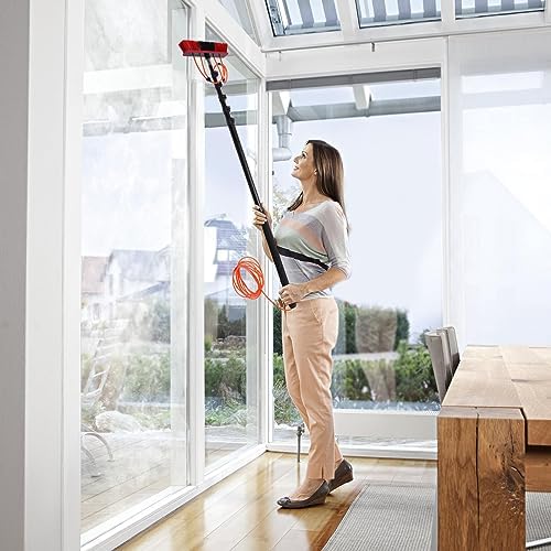 Telescopic Water Fed Pole Brush, 65ft Length Stretchable Solar Panel Cleaning Brush Kit Car Glass Washing Equipment Tool Outdoor Window Cleaner w/Hose Extension Pole Water Spray Washer(65ft)