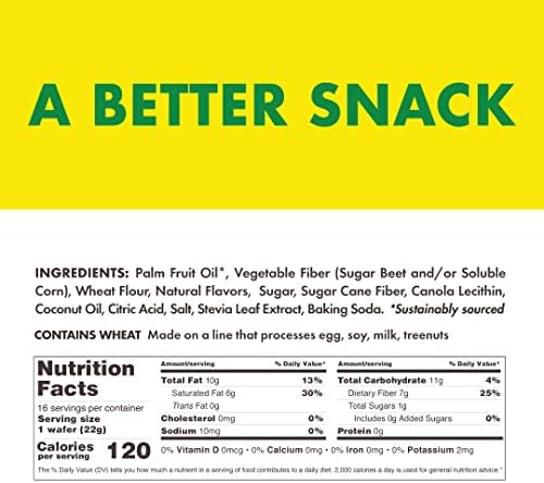 Rip Van Wafels Lemon Cookies, 16 Count, 1g Sugar, 4g Carbs, Vegan, Keto Friendly, Low Calorie, 0g Trans Fat, 120 Calories, 6g Fiber