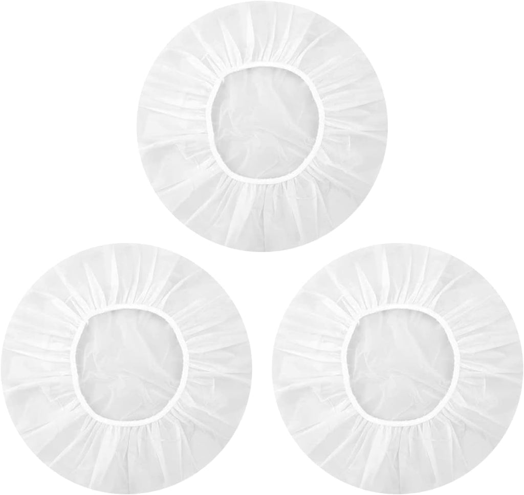 Shower Caps, 3 Pcs Waterproof Bath Caps Plastic Reusable Shower Caps Elastic Band Bath Hair Hat for Women Ladies Spa Salon