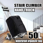 Stair Climbing Cart, 330LB Capacity Collapsible Stair Climbing Dolly,Cart for Stairs with Bungee Cord and Swivel Wheels 50L Shopping Bag,Hand Trucks for Moving Shopping, Office Use (Black)
