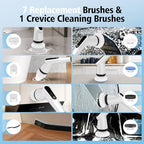 Electric Spin Scrubber, Dreazu IPX7 Shower Scrubber with 7 Replaceable Brush Heads & Retractable Handle, 2-Speed Adjustable Shower Cleaner for Bathroom,Toilet, Bathtub, Kitchen, Tile Floors