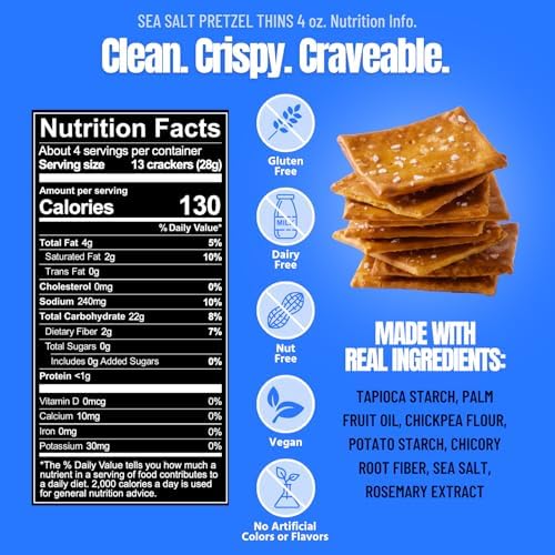 Every Body Eat Snack Pretzel Thins - Gluten Free, Grain Free, Vegan, and Seed Oil Free (4 Ounce (Pack of 2))