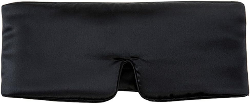 100% Pure Silk Sleep Eye Mask Thicker Eyeshade Large Size Eye Cover Protect Ear Soft Blindfold for All Night Sleep Travel Relax Aid (Black)