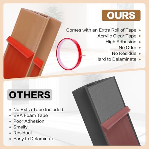 Floor Transition Strip Vinyl Door Threshold Ramp Self Adhesive Carpet Edging Strip Doorway Edge Trim, Overlap Edge Reducer for Laminate Carpet, Floor, Tile (Orange Oak, 1/5" to 2/5", 10Ft)