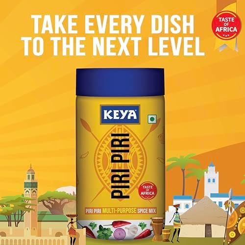 Keya Piri Piri Exotic Spice Mix Multi-purpose Seasoning, Vegetarian, India - Instant Multi-Purpose Spice Mix, Sprinkler 90 g Pack of 6