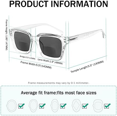 Eyekepper Bifocal Sunglasses for Women Reading under the Sun Stylish Bifocal Readers Tinted Lens Oversize - Transparent +1.00