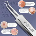Teenitor 7 Pcs Pimple Popper Tool Kit, Surgical Grade Blackhead Remover Tools, Ingrown Hair Tweezers, Blackhead Extractor Pimple Extractor, Black Head Remover for Face