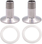 DERNORD 2 Pack Sanitary Male Threaded Pipe Fitting to TRI CLAMP with 2 Silicone Gaskets(OD 50.5mm Ferrule) (Pipe Size: 1/2" NPT)