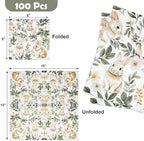 Easter Bunny Cocktail Napkins 100 Pack 3 Ply Paper Napkins Vintage Floral Rabbit Design Spring Party Disposable Dessert Beverage Table Supplies