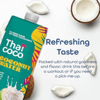Thai Coco Organic Coconut Water, 100% Pure & Unsweetened, No Sugar Added, USDA Organic, Natural Electrolytes Hydration Drink, 33.8 fl oz Tetra Carton (Pack of 6)