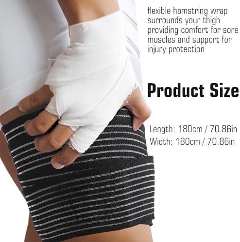Hamstring Compression Sleeve, Adjustable Thigh Compression Sleeve, Thigh Wrap for Varicose Veins Treatment for Legs,Nylon Quad Knee Support Bandage for Men and Women(Black, 1PC)