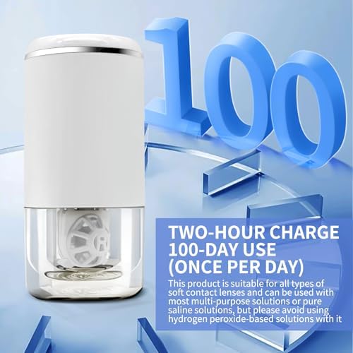 Contact Lens Cleaner Washer Machine, Portable Ultrasonic Cleaning with USB Charger and Removal Tool Kit Tweezers Remover Tool Daily Outdoor (Ivory White)