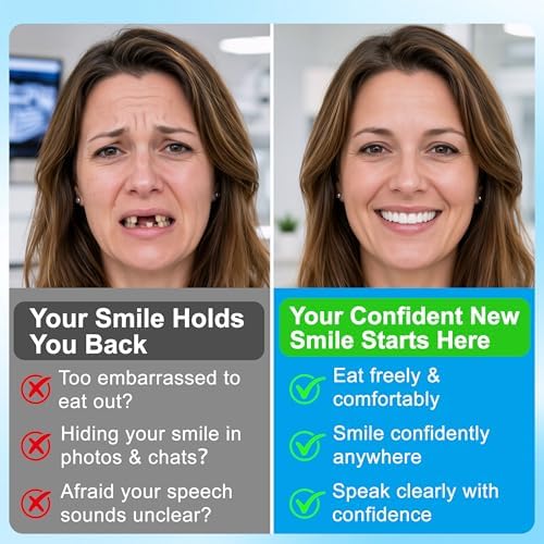 Moldable Silicone Dentures for Women & Men, Natural Cosmetic False Teeth Veneers, Upper & Lower Temporary Custom‑Fit Denture Set, Quick Easy Wear for Daily & Party Occasions
