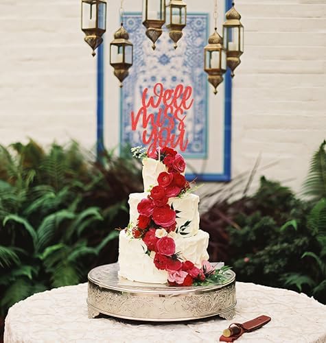 We Will Miss You Cake Topper - Red Glitter Farewell Cake Decoration Supplies for Retirement or Graduation Party - Friends and Relatives Going Away Party Cake Decor