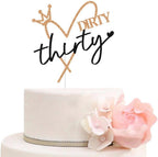 Glitter Dirty Thirty Cake Topper - Happy 30th Birthday Cake Decors - Funny 30th Anniversary - 30 Years Old Party Decorations Supplies (Rose Gold and Black)