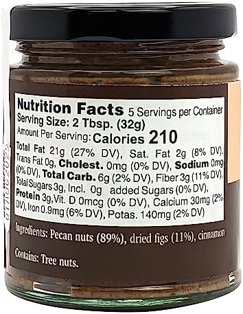 Nutural World - Crunchy Pecan and Figs spread 6 Oz (170g) Award Winning product
