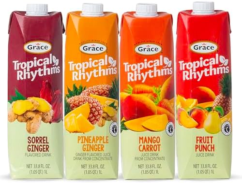 Grace Tropical Rhythms Juice 1 Liter (33.8oz) (Assorted Flavors (4 Pack))