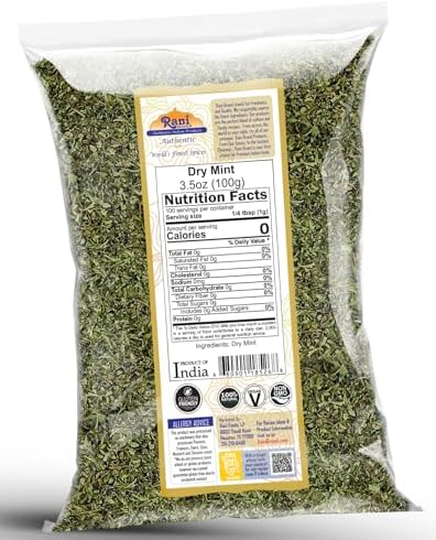 Rani Dry Mint Leaves (Podina Leaf) Spice, Dried Herb 3.5oz (100g) ~ All Natural | Gluten Friendly | NON-GMO | Kosher | Vegan | Indian Origin