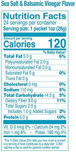 The Happy Snack Company Crunchy Chickpeas Sea Salt & Balsamic Vinegar flavor 24 x 1 oz packs. 5g Plant Based Protein & 120 Cals. Gluten,Nut & Dairy Free, Non-GMO and Vegan.