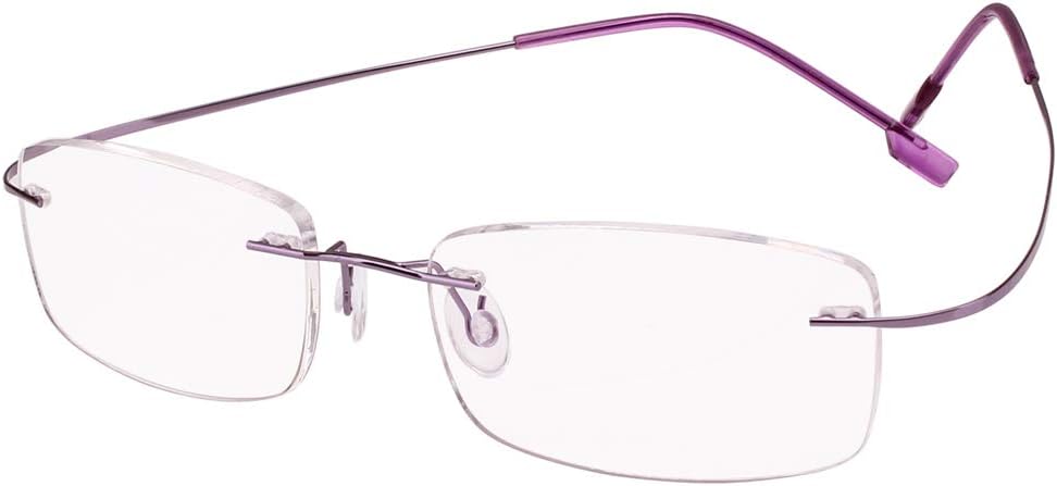 Poxas Memory Titanium Frameless Lightweight Reading Glasses Hingeless Flexibled Frames for Mens Womens
