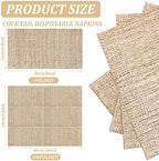 Glenmal 100 Pcs Burlap Paper Napkins 2 Ply Disposable Brown Burlap Cocktail Napkin for Dinner Wedding Party Birthday Bridal Anniversary Reception 13 x 16 Inches