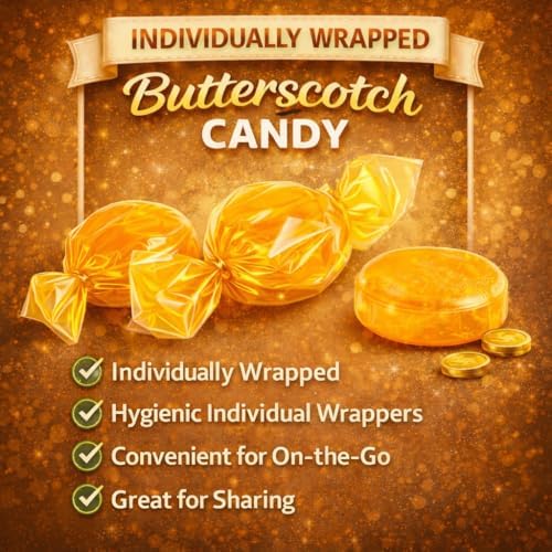 Butterscotch Hard Candy | 2 LB Bulk Value Bag | – Individually Wrapped Classic Butter Toffee Candies for Party Favors, Candy Bowls, Pinata Fillers & Office Treats
