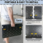 4" high 2-Piece Portable Automotive Curb Ramp, Heavy-Duty Plastic Threshold Ramp Track Interlocking Step Ramp Structure 6600 Lbs Load Capacity for Cars, Wheelchairs, Bikes, Motorcycles
